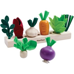 image:imagePlanToys Wooden BuildAGarden Seedling Patch Set Montessori Kids Toy  planting seedlings fruits and vegetables toys pretend food girls boys color recognition fine motor role gift set fun