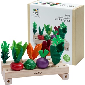image:imagePlanToys Wooden BuildAGarden Stack amp Sprout Montessori Toy for Kids  stacking sprouting fruits and vegetables toys pretend food girls boys spatial fine motor problem solving gift preschool