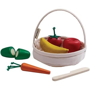 image:imagePlanToys Wooden Farmers Market Mix Basket Montessori Kids Kitchen Play Set  sorting cutting knife fruit basket pretend food girls boys fine motor role imaginative social gift preschool set
