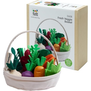 image:imagePlanToys Wooden Fresh Veggie Basket Toy Montessori Kids Market Play Set  sorting fruits and vegetables toys pretend food girls boys fine motor role social imaginative gift preschool set fun