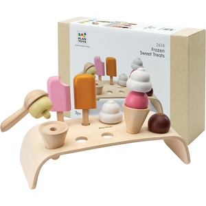 image:imagePlanToys Wooden Frozen Sweet Treat Set Montessori Kids Pretend Dessert  scooping stacking serving ice cream toy play food girls boys fine motor role play social preschool gift learning