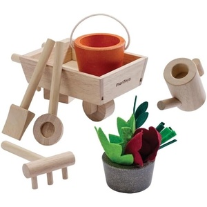 image:imagePlanToys Wooden Garden Wheelbarrow Toy Set Montessori Kids Outdoor Play  planting carrying cart outdoor toys girls boys imaginative role fine motor creative learning gift preschool new fun