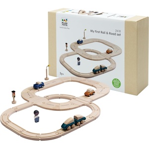 image:imagePlanToys Wooden My First Rail amp Road Toy Set Montessori Building Kids Play  wooden train toy cars tracks girls boys imaginative fine motor problem solving city role gift preschool interactive
