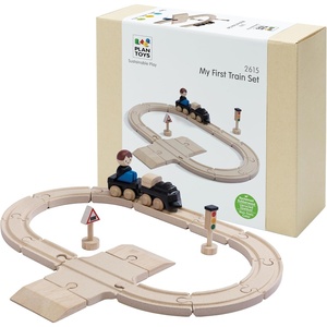 image:imagePlanToys Wooden My First Rail amp Road Train Set Montessori Kids Building  wooden train tracks toy cars girls boys imaginative fine motor problem solving gift preschool learning set family fun
