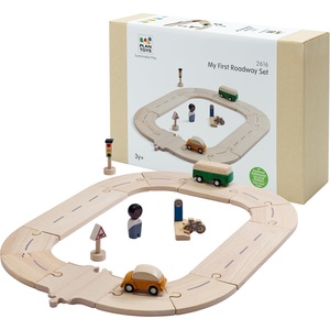 image:imagePlanToys Wooden My First Roadway Toy Set Montessori Kids Building Play  toy cars toy car track girls boys imaginative fine motor problem solving city role gift preschool learning family fun