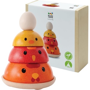 image:imagePlanToys Wooden Nesting Chicken Stacking Toy 5695  Sustainably Made from Rubberwood and NonToxic Paints and Dyes  EcoFriendly PlanWood
