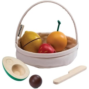 image:imagePlanToys Wooden Rainbow Fiesta Basket Montessori Kids Kitchen Play Set  mixing cutting knife fruit basket pretend food girls boys fine motor role creative imaginative social gift set fun