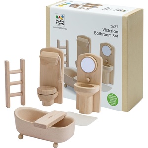 image:imagePlanToys Wooden Victorian Bathroom Set Montessori Dollhouse Furniture Kids  daily routine play doll house accessories social skills learning girls imaginative storytelling motor gift for kids