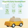 image:imagePlanToys Fire Truck Wooden Montessori Vehicle Kids Indoor Outdoor Play Toy  rolling wheels toy trucks toddler car girls boys imaginative early movement practical life fine motor gift set learningYellow Taxicab
