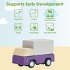 image:imagePlanToys Fire Truck Wooden Montessori Vehicle Kids Indoor Outdoor Play Toy  rolling wheels toy trucks toddler car girls boys imaginative early movement practical life fine motor gift set learningPurple Delivery Truck