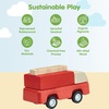 image:imagePlanToys Fire Truck Wooden Montessori Vehicle Kids Indoor Outdoor Play Toy  rolling wheels toy trucks toddler car girls boys imaginative early movement practical life fine motor gift set learningFire Truck