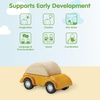 image:imagePlanToys Fire Truck Wooden Montessori Vehicle Kids Indoor Outdoor Play Toy  rolling wheels toy trucks toddler car girls boys imaginative early movement practical life fine motor gift set learningYellow Car