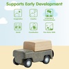 image:imagePlanToys Fire Truck Wooden Montessori Vehicle Kids Indoor Outdoor Play Toy  rolling wheels toy trucks toddler car girls boys imaginative early movement practical life fine motor gift set learningGrey Wagon