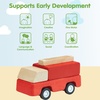 image:imagePlanToys Fire Truck Wooden Montessori Vehicle Kids Indoor Outdoor Play Toy  rolling wheels toy trucks toddler car girls boys imaginative early movement practical life fine motor gift set learningFire Truck
