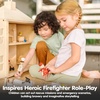 image:imagePlanToys Wooden 4 Piece Service Crew 6268  Sustainably Made from Rubberwood and NonToxic Paints and Dyes  poseable figures pretend play toys girls boys imaginative role storytelling social interaction gift preschool learningFirefighter Doll