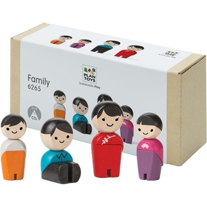image:imagePlanToys Family Dollhouse Figurines 4Piece Wooden Poseable Kids Play Set  112 scale parents amp kids figures doll house people bendable arms girls pretend play montessori gift ages 3 for boysFamily Asian