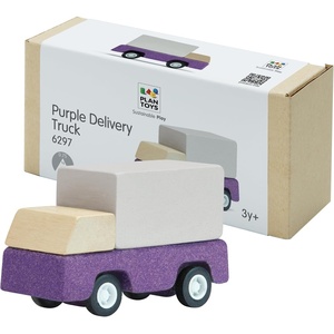 image:imagePlanToys Fire Truck Wooden Montessori Vehicle Kids Indoor Outdoor Play Toy  rolling wheels toy trucks toddler car girls boys imaginative early movement practical life fine motor gift set learningPurple Delivery Truck