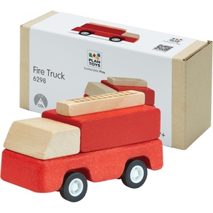 image:imagePlanToys Fire Truck Wooden Montessori Vehicle Kids Indoor Outdoor Play Toy  rolling wheels toy trucks toddler car girls boys imaginative early movement practical life fine motor gift set learningFire Truck