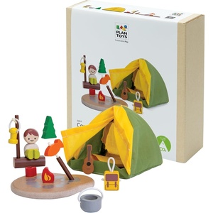 image:imagePlanToys Pretend Play Camping Set 6624  Sustainably Made from Rubberwood and NonToxic Paints and Dyes  wooden camping play set montessori imaginative role play social skill development openended adventure toys kids toyToy