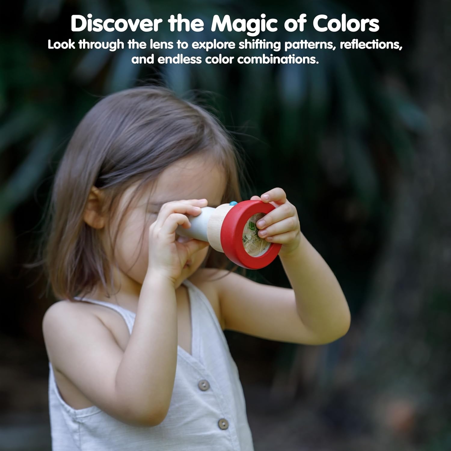 image:imagePlanToys Kaleidoscope Wooden Exploration Toy for Kids Ages 3 Montessori  rotating lens sensory toys girls boys visual color perception curiosity fine motor gift preschool learning cute set