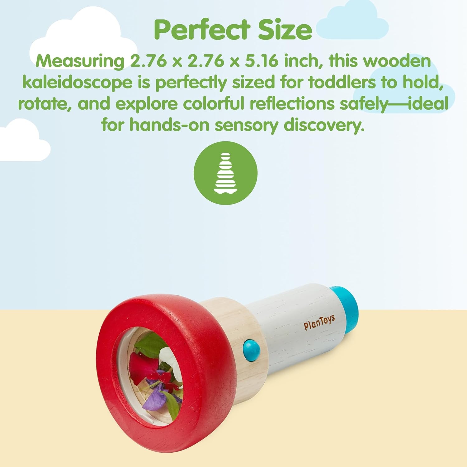 image:imagePlanToys Kaleidoscope Wooden Exploration Toy for Kids Ages 3 Montessori  rotating lens sensory toys girls boys visual color perception curiosity fine motor gift preschool learning cute set