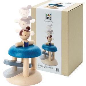 image:imagePlanToys Riding Acrobat Wooden Balance Toy Montessori Kids Movement Set  rolling wheels tilting action cause and effect toys girls boys fine motor handeye coordination gift toddlers for kidsJumping Gymnast
