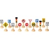 image:imagePlanToys Wooden 14 Piece Set of Traffic Signs amp Lights 6010  Sustainably Made from Rubberwood and NonToxic Paints and Dyes