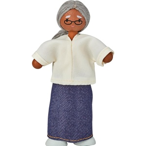 image:imagePlanToys Girl Wooden Dollhouse Figurine Poseable 112 Scale 4Inch Doll  daughter character doll house people accessories bendable arms kids pretend play storytelling learning gift ages 3Grand Mother  Medium Skin Tone