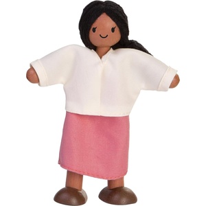 image:imagePlanToys Girl Wooden Dollhouse Figurine Poseable 112 Scale 4Inch Doll  daughter character doll house people accessories bendable arms kids pretend play storytelling learning gift ages 3Hispanic Mom