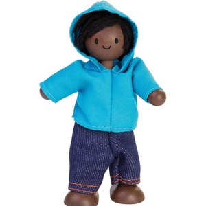 image:imagePlanToys Girl Wooden Dollhouse Figurine Poseable 112 Scale 4Inch Doll  daughter character doll house people accessories bendable arms kids pretend play storytelling learning gift ages 3African American Boy