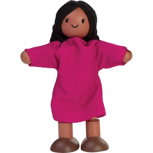 image:imagePlanToys Girl Wooden Dollhouse Figurine Poseable 112 Scale 4Inch Doll  daughter character doll house people accessories bendable arms kids pretend play storytelling learning gift ages 3Hispanic Girl