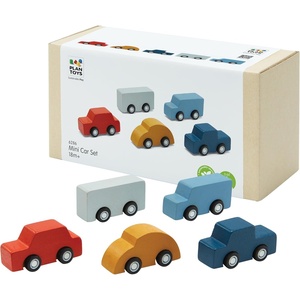 image:imagePlanToys Mini Car Set Wooden Montessori Vehicle Set  Early Movement Imagination and Practical Life Exploration  Eco Friendly Mini Car Set for Indoor and Outdoor Play