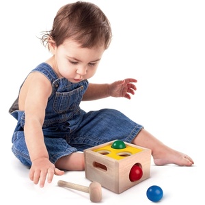 image:imagePlanToys Wooden Punch amp Drop Pounding Bench 9424  Sustainably Made from Rubberwood and NonToxic Paints and Dyes
