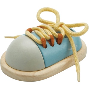 image:imagePlanToys Wooden Shoe Tying Practice Toy for Kids  Montessori Lacing Activity for Toddlers amp Preschool  Learn to Tie Shoelaces  TravelFriendly Educational Toy