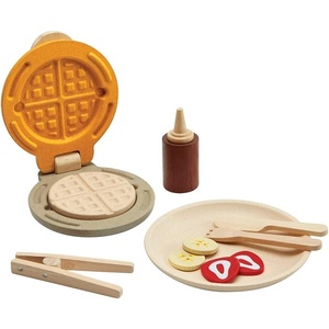 image:imagePlanToys Wooden Waffle Breakfast Playset 3615  Sustainably Made from Rubberwood and NonToxic Paints and Dyes  EcoFriendly PlanWood