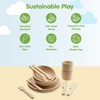 image:imagePlanToys Wooden Classic Tea Set for Montessori Inspired Pretend Play  Social Interaction Communication and Imaginative Role Play  Eco Friendly Wooden Tea Time Set for Creative LearningTableware