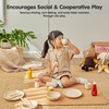 image:imagePlanToys Wooden Classic Tea Set for Montessori Inspired Pretend Play  Social Interaction Communication and Imaginative Role Play  Eco Friendly Wooden Tea Time Set for Creative LearningTableware