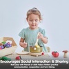 image:imagePlanToys Wooden Classic Tea Set for Montessori Inspired Pretend Play  Social Interaction Communication and Imaginative Role Play  Eco Friendly Wooden Tea Time Set for Creative LearningCookery Set