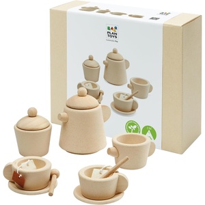 image:imagePlanToys Wooden Classic Tea Set for Montessori Inspired Pretend Play  Social Interaction Communication and Imaginative Role Play  Eco Friendly Wooden Tea Time Set for Creative LearningTea