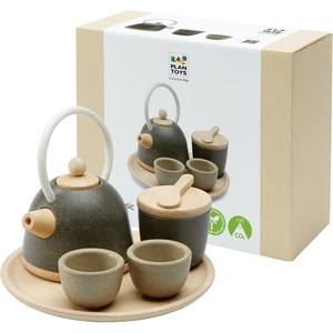 image:imagePlanToys Wooden Classic Tea Set for Montessori Inspired Pretend Play  Social Interaction Communication and Imaginative Role Play  Eco Friendly Wooden Tea Time Set for Creative LearningClassic Tea