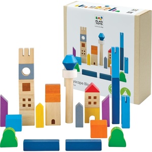 image:imagePlanToys Castle Blocks Wooden Montessori Building amp Imaginative Kids PlayCityscape Blocks