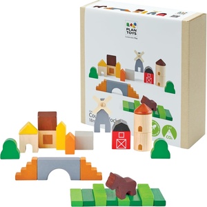 image:imagePlanToys Castle Blocks Wooden Montessori Building amp Imaginative Kids PlayCountry Blocks
