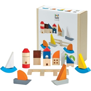 image:imagePlanToys Castle Blocks Wooden Montessori Building amp Imaginative Kids PlayMarina Blocks