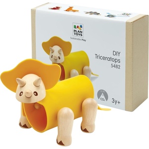 image:imagePlanToys DIY Triceratops Wood Dinosaur Toy for Kids  STEM Learning Construction Kit with Rubber amp Wood Parts  Educational Toy with Flashcard for Logical Thinking Creativity amp Motor Skills